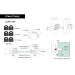 CZP312F, Heavy Duty 2″ Flat Back Glass Clamp for 3/8″ or 1/2″ Tempered Glass or Laminated Glass